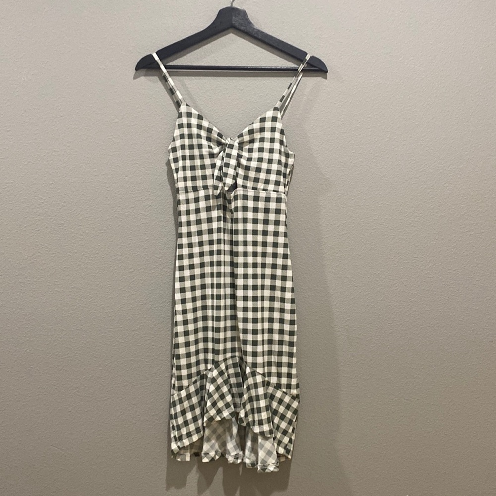 Capella Green Gingham Checkered Spaghetti Straps Bodycon Dress Size L